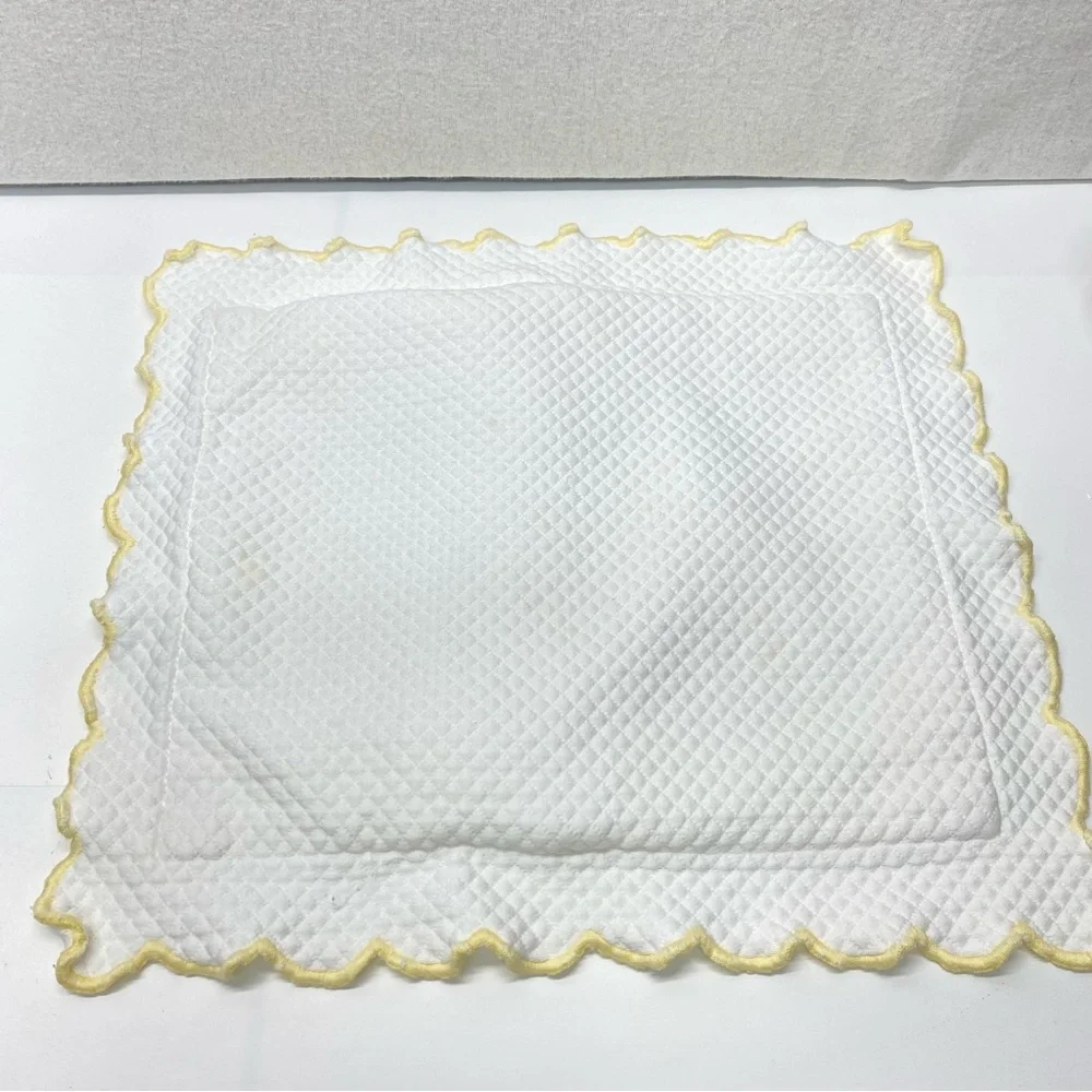 Pottery Barn Kids White Quilted Pillow Sham With Yellow Trim Baby Room Cozy Soft